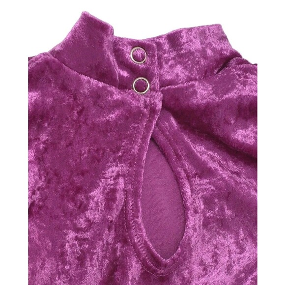 Gilda Marx VTG High Neck Velvet Keyhole Mesh Skate Dress Fuchsia Adult XS (Y/J) - Picture 8 of 12
